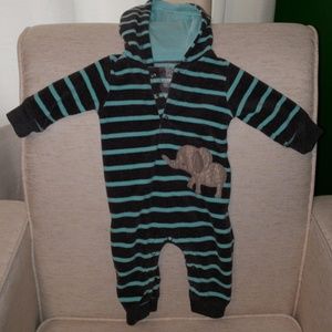 Fleece hooded elephant one piece